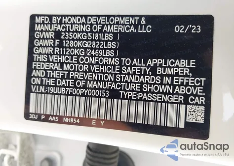 2023 Acura Tlx Type S Pmc Edition z USA, uszkodzony, nr VIN 19UUB7F00PY000153